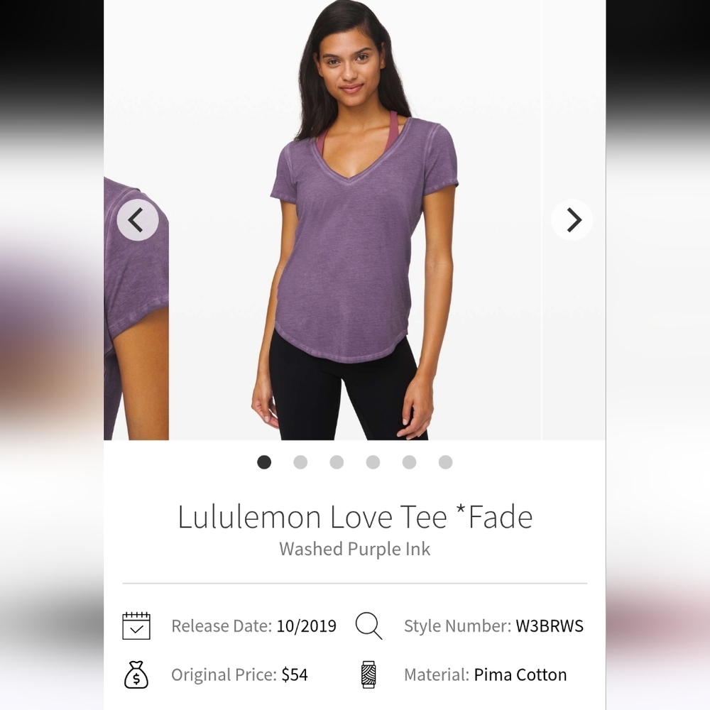 Lululemon Love Tee *Fade Sz 8 Washed Purple Ink Pima Cotton